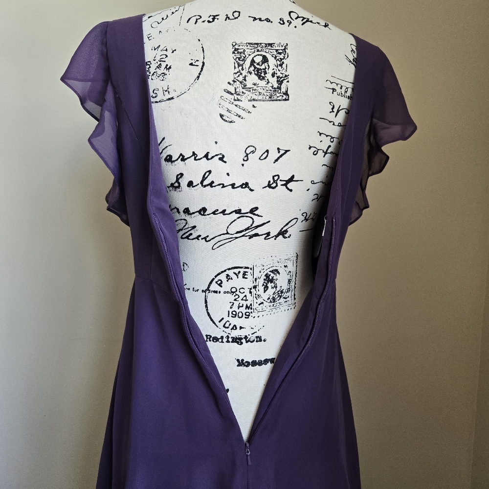 JJs House Braidsmaid Dress Womens 2 Plum High Low Maxi - Picture 5 of 12